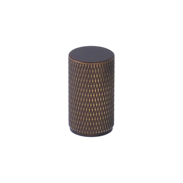 Alexander & Wilks - Brunel Knurled Cylinder Cupboard Knob - Antique Brass - 35mm - AW800-35-AB - Choice Handles