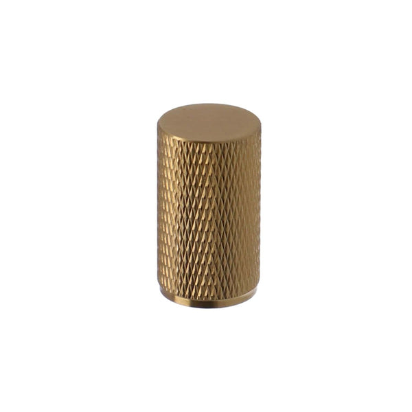 Alexander & Wilks - Brunel Knurled Cylinder Cupboard Knob - Satin Brass PVD - 35mm - AW800-35-SBPVD - Choice Handles