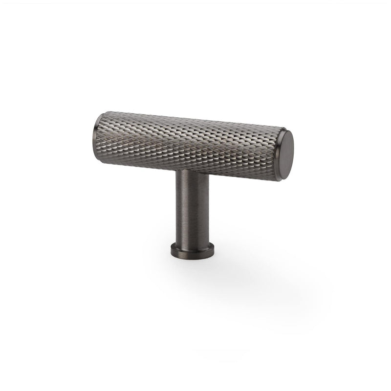 Alexander and Wilks - Crispin Knurled T-bar Cupboard Knob - Dark Bronze PVD - 55mm - AW801-55-DBZPVD - Choice Handles