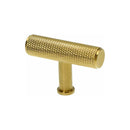 Alexander and Wilks - Crispin Knurled T-bar Cupboard Knob - Satin Brass PVD - 55mm - AW801-55-SBPVD - Choice Handles