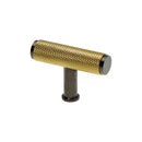 Alexander and Wilks - Crispin Knurled T-bar Cupboard Knob - Satin Brass and Black - 55mm - AW801D-55-SBPVD/BLPVD - Choice Handles