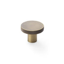 Alexander and Wilks - Hanover Knurled Circular Cupboard Knob - Antique Brass - 38mm - AW802-38-AB - Choice Handles