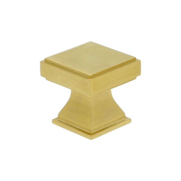 Alexander and Wilks - Jesper Square Cabinet Cupboard Knob - Satin Brass PVD - 30mm - AW806-30-SBPVD - Choice Handles