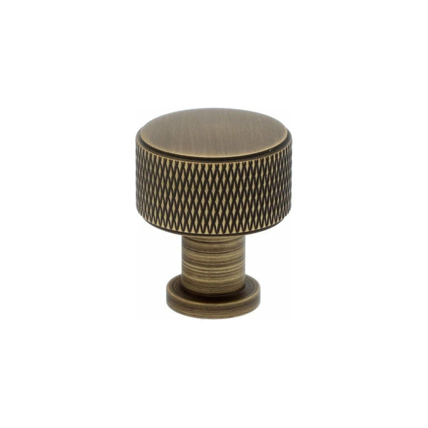 Alexander and Wilks -  Lucia Knurled Cupboard Knob - Antique Brass - 29mm - AW807K-29-AB - Choice Handles