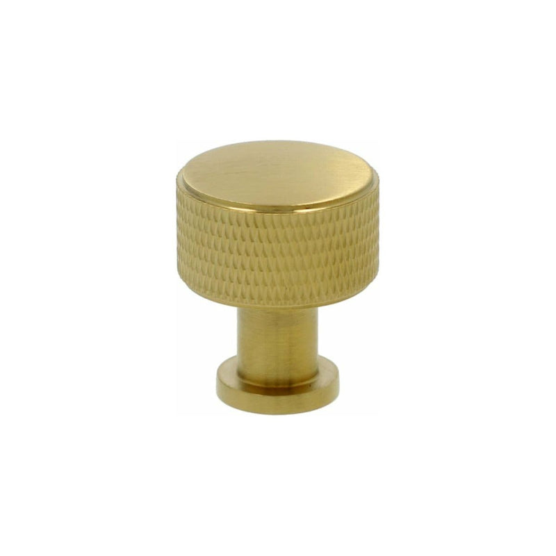 Alexander and Wilks -  Lucia Knurled Cupboard Knob - Satin Brass PVD - 29mm - AW807K-29-SBPVD - Choice Handles