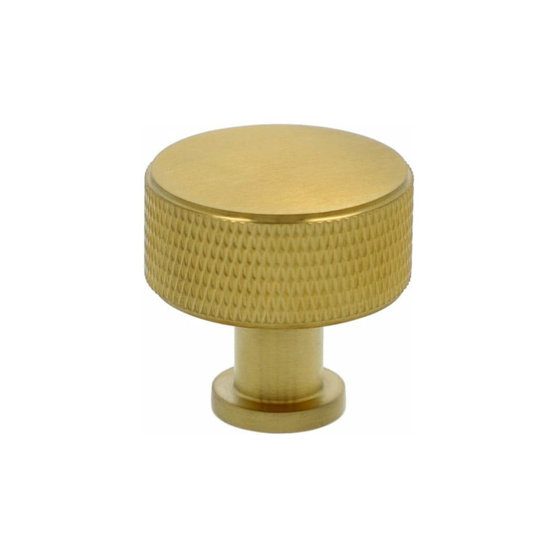 Alexander and Wilks -  Lucia Knurled Cupboard Knob - Satin Brass PVD - 35mm - AW807K-35-SBPVD - Choice Handles