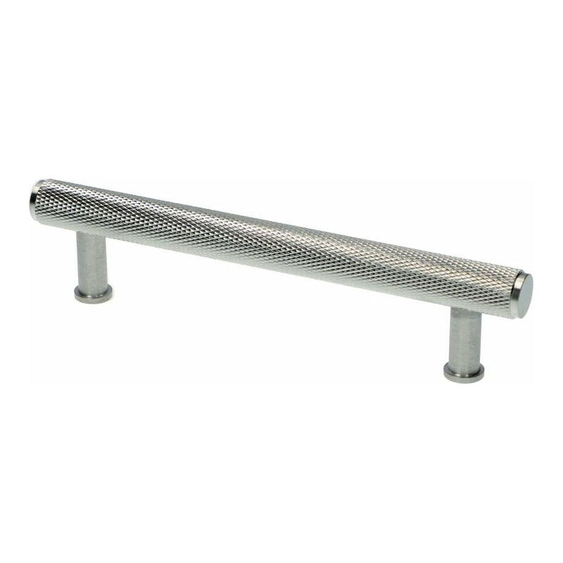 Alexander and Wilks - Crispin Knurled T-bar Cupboard Pull Handle - Satin Chrome - 128mm - AW809-128-SC - Choice Handles