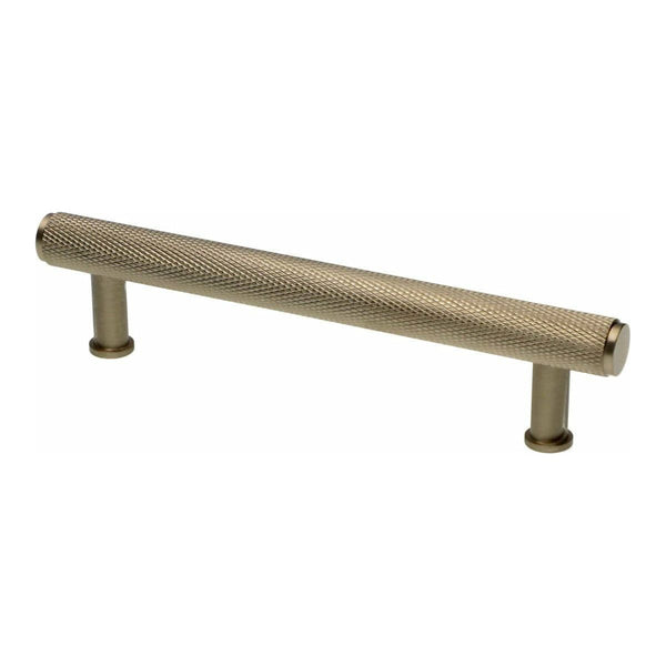 Alexander and Wilks - Crispin Knurled T-bar Cupboard Pull Handle - Satin Nickel PVD - 128mm - AW809-128-SNPVD - Choice Handles