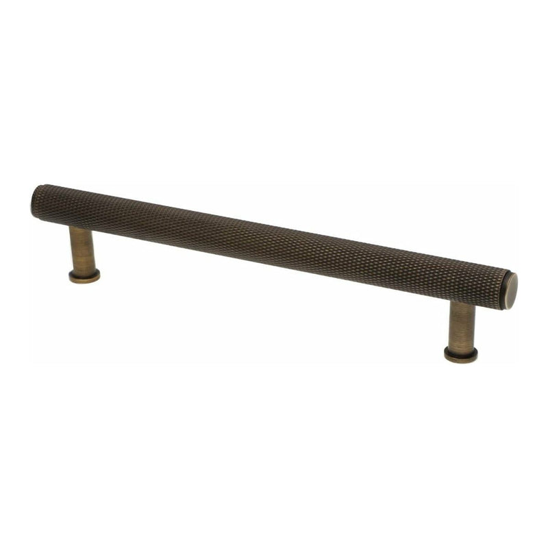 Alexander and Wilks - Crispin Knurled T-bar Cupboard Pull Handle - Antique Brass - 160mm - AW809-160-AB - Choice Handles