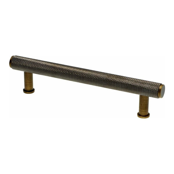 Alexander and Wilks - Crispin Dual Finish Knurled T-bar Cupboard Pull Handle - Black & Antique Brass - Centres 128mm - AW809-128-BLPVD/AB - Choice Handles