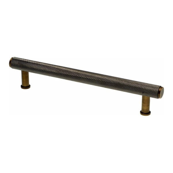 Alexander and Wilks - Crispin Dual Finish Knurled T-bar Cupboard Pull Handle - Black and Antique Black - Centres 160mm - AW809-160-BLPVD/AB - Choice Handles