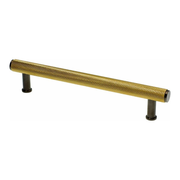 Alexander and Wilks - Crispin Dual Finish Knurled T-bar Cupboard Pull Handle - Satin Brass and Black - Centres 160mm - AW809-160-SBPVD/BLPVD - Choice Handles