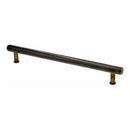 Alexander and Wilks - Crispin Dual Finish Knurled T-bar Cupboard Pull Handle - Black and Antique Black - Centres 224mm - AW809-224-BLPVD/AB - Choice Handles