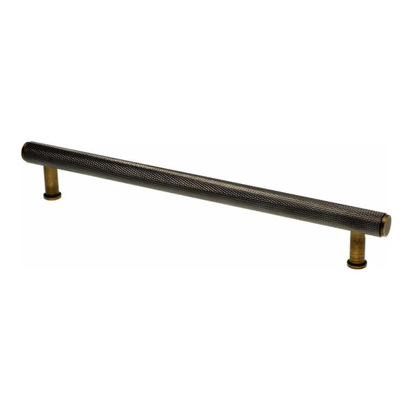 Alexander and Wilks - Crispin Dual Finish Knurled T-bar Cupboard Pull Handle - Black and Antique Black - Centres 224mm - AW809-224-BLPVD/AB - Choice Handles