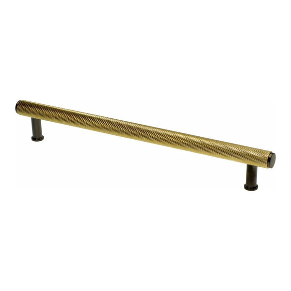 Alexander and Wilks - Crispin Dual Finish Knurled T-bar Cupboard Pull Handle - Satin Brass and Black - Centres 224mm - AW809-224-SBPVD/BLPVD - Choice Handles