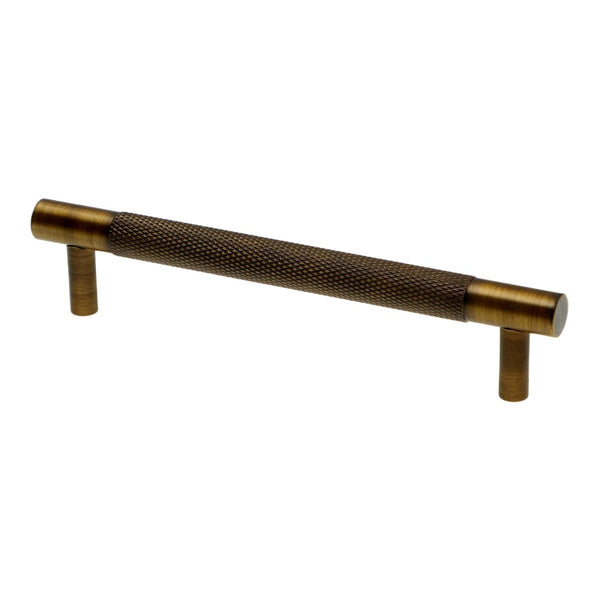 Alexander & Wilks - Brunel Knurled T-Bar Cupboard Handle - Antique Brass - Centres 128mm - AW810-128-AB - Choice Handles