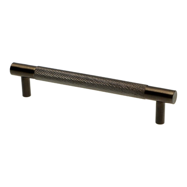Alexander & Wilks - Brunel Knurled T-Bar Cupboard Handle - Stainless Black Finish - Centres 128mm - AW810-128-BLPVD - Choice Handles