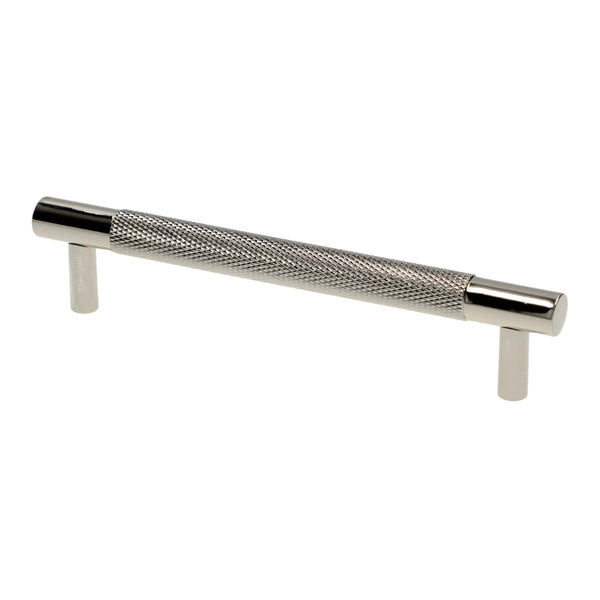Alexander & Wilks - Brunel Knurled T-Bar Cupboard Handle - Polished Nickel PVD - Centres 128mm - AW810-128-PNPVD - Choice Handles
