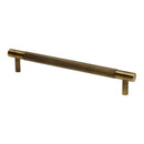 Alexander & Wilks - Brunel Knurled T-Bar Cupboard Handle - Antique Brass - Centres 160mm - AW810-160-AB - Choice Handles