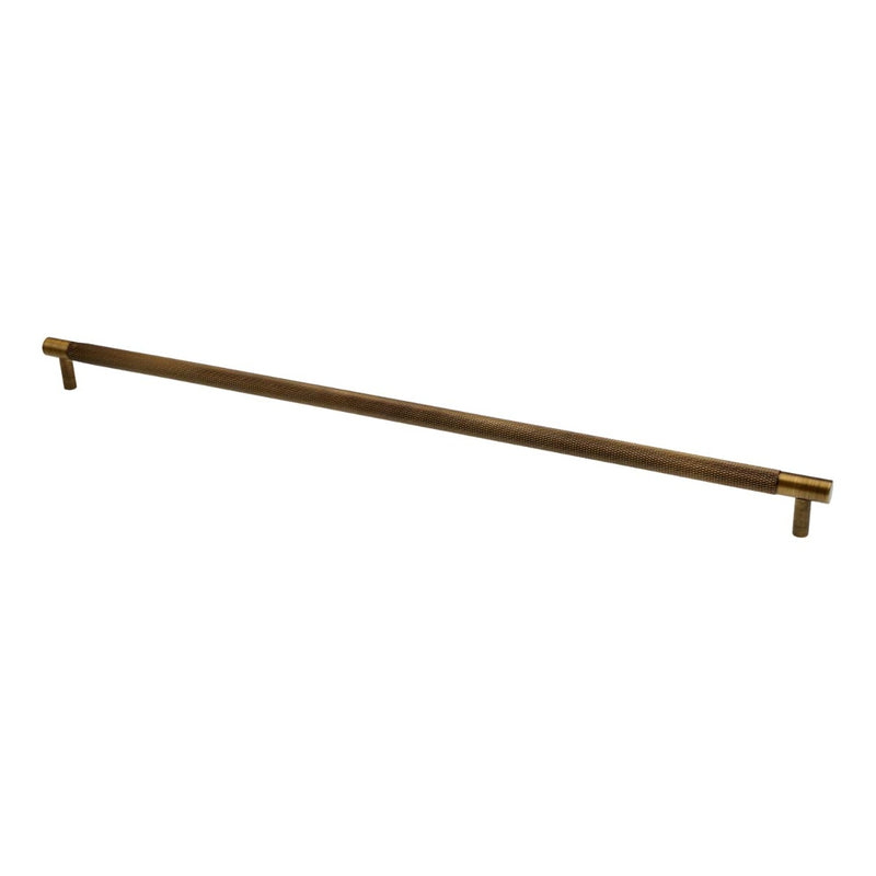 Alexander & Wilks - Brunel Knurled T-Bar Cupboard Handle - Antique Brass - Centres 448mm - AW810-448-AB - Choice Handles