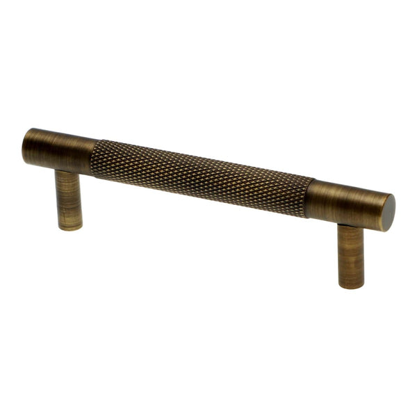 Alexander & Wilks - Brunel Knurled T-Bar Cupboard Handle - Antique Brass - Centres 96mm - AW810-96-AB - Choice Handles