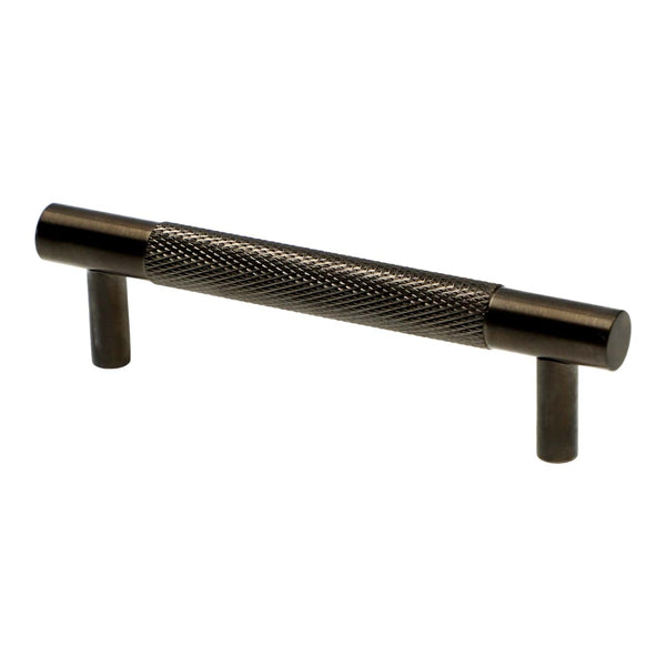 Alexander & Wilks - Brunel Knurled T-Bar Cupboard Handle - Stainless Black Finish - Centres 96mm - AW810-96-BLPVD - Choice Handles