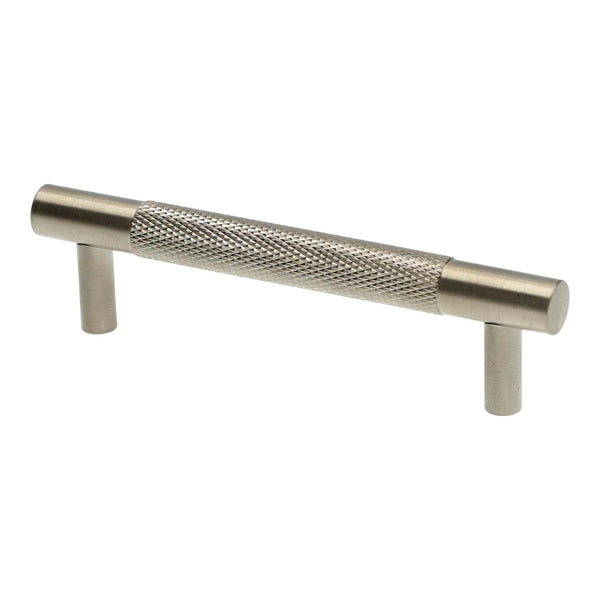Alexander & Wilks - Brunel Knurled T-Bar Cupboard Handle - Satin Nickel PVD - Centres 96mm - AW810-96-SNPVD - Choice Handles