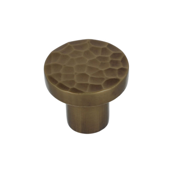 Alexander and Wilks - Hanover Hammered Cupboard Knob - Antique Brass - 30mm - AW820-30-AB - Choice Handles
