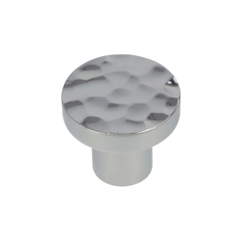 Alexander and Wilks - Hanover Hammered Cupboard Knob - Polished Chrome - 30mm - AW820-30-PC - Choice Handles