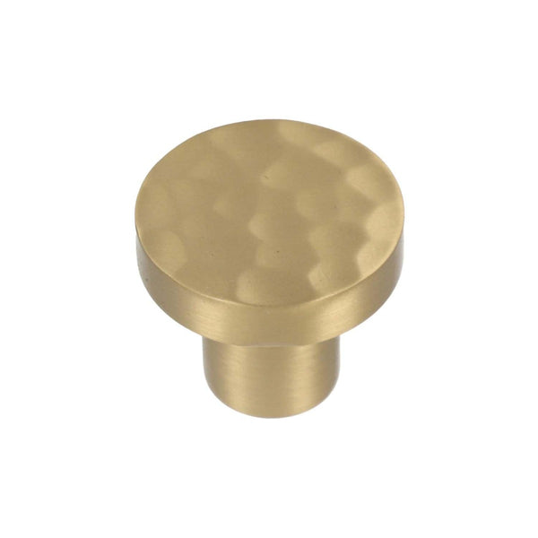 Alexander and Wilks - Hanover Hammered Cupboard Knob - Satin Brass - 30mm - AW820-30-SN - Choice Handles