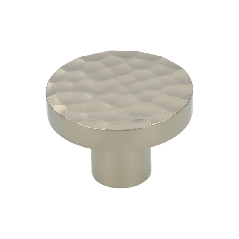 Alexander and Wilks - Hanover Hammered Cupboard Knob - Polished Nickel - 38mm - AW820-38-PN - Choice Handles