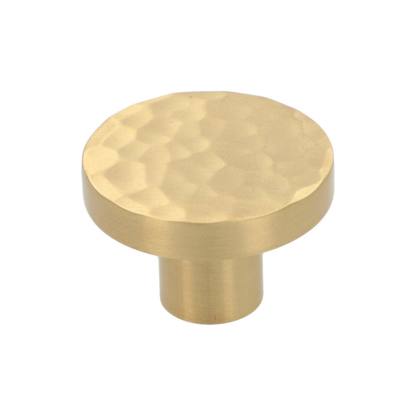 Alexander and Wilks - Hanover Hammered Cupboard Knob - Satin Brass - 38mm - AW820-38-SB - Choice Handles