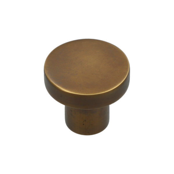 Alexander and Wilks Hanover Plain Cupboard Knob - Antique Brass - Knob 30mm - AW821-30-AB - Choice Handles