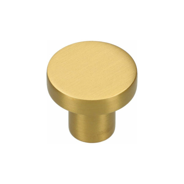 Alexander and Wilks Hanover Plain Cupboard Knob - Satin Brass - Knob 30mm - AW821-30-SB - Choice Handles