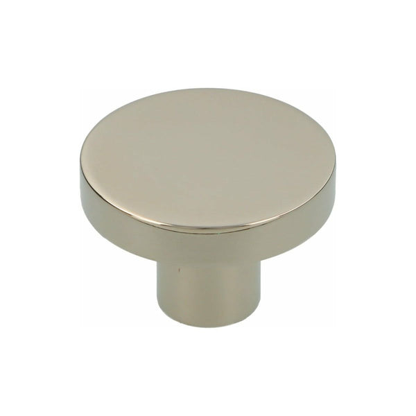 Alexander and Wilks Hanover Plain Cupboard Knob - Polished Nickel - Knob 38mm - AW821-38-PN - Choice Handles