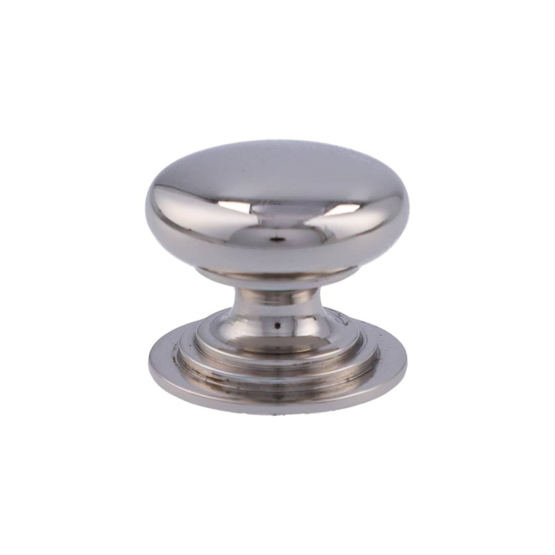 Alexander and Wilks - Waltz Round Cupboard Knob on Stepped Rose - Polished Nickel - Knob 25mm - AW825-25-PN - Choice Handles
