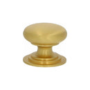 Waltz Round Cupboard Knob on Stepped Rose - Satin Brass - Knob 25mm - AW825-25-SB - Choice Handles