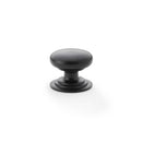 Alexander and Wilks - Waltz Round Cupboard Knob on Stepped Rose - Black - Knob 32mm - AW825-32-BL - Choice Handles