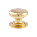 Alexander and Wilks - Waltz Round Cupboard Knob on Stepped Rose - Polished Brass - Knob 32mm - AW825-32-PBL - Choice Handles
