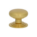 Alexander and Wilks - Waltz Round Cupboard Knob on Stepped Rose - Satin Brass - Knob 32mm - AW825-32-SB - Choice Handles