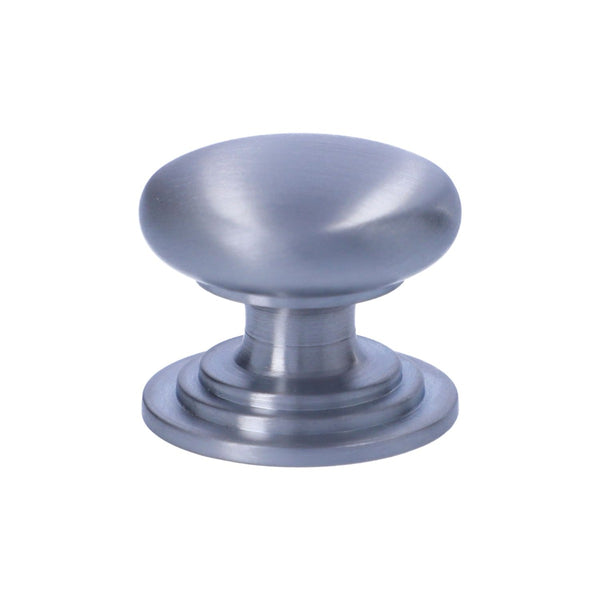 Alexander and Wilks - Waltz Round Cupboard Knob on Stepped Rose - Satin Chrome - Knob 32mm - AW825-32-SC - Choice Handles