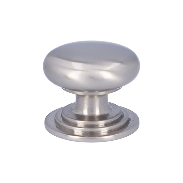 Alexander and Wilks - Waltz Round Cupboard Knob on Stepped Rose - Satin Nickel - Knob 32mm - AW825-32-SN - Choice Handles