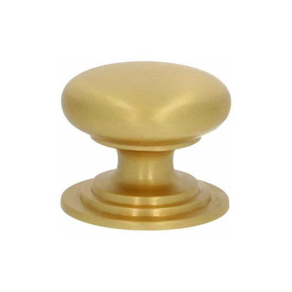 Alexander and Wilks - Waltz Round Cupboard Knob on Stepped Rose - Satin Brass - Knob 38mm - AW825-38-SB - Choice Handles