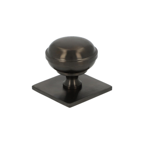 Alexander and Wilks - Quantock Cupboard Knob on Square Plate - Black - 34mm - AW826-34-BLPVD - Choice Handles