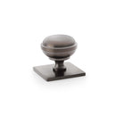 Alexander and Wilks - Quantock Cupboard Knob on Square Backplate - Dark Bronze PVD - 34mm - AW826-34-DBZPVD - Choice Handles