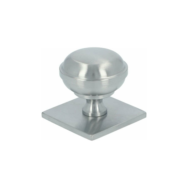 Alexander and Wilks - Quantock Cupboard Knob on Square Plate - Satin Chrome - 34mm - AW826-34-SC - Choice Handles