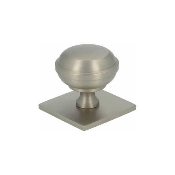 Alexander and Wilks - Quantock Cupboard Knob on Square Plate - Satin Nickel - 34mm - AW826-34-SN - Choice Handles