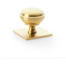 Alexander and Wilks - Quantock Cupboard Knob on Square Backplate - Satin Brass PVD - 38mm - AW826-38-SBPVD - Choice Handles