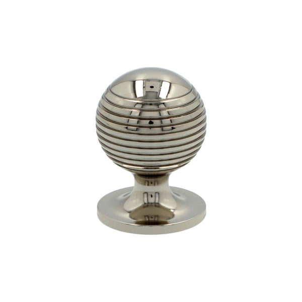 Alexander and Wilks - Caesar Cupboard Knob on Round Rose - Polished Nickel - 32mm - AW832-32-PN - Choice Handles