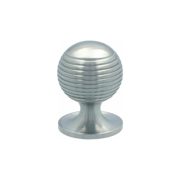 Alexander and Wilks - Caesar Cupboard Knob on Round Rose - Satin Chrome - 32mm - AW832-32-SC - Choice Handles